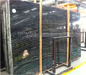 Silver Wave Marble Tile&Slab/Chinese Dark Wooden Grain/Black Ancient Wood Vein/Old Negro Serpeggiante Marmol/Nero Palissandro/Hotel/Lobby/Bathroom Floor Covering Tiles/Feature Wall Pattern/Tv Set