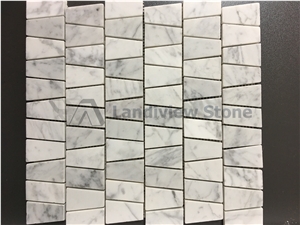 Carrara White Mosaic, Trapezoid Mosaic, Carrara Trapezoidal Mosaic