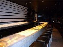 Artificial Honey Onyx Translucent Backlit Club Bar Tops,Islands Top,Solid Surface Manmade Engineered Stone Worktop,Reception Desk Top ,Transtones Customized