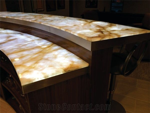 Artificial Honey Onyx Translucent Backlit Kitchen Countertop