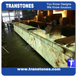 Artificial Rain Forest Green Marble Stone Panel Bar Tops,Club Reception Desk,Translucent Backlit Panel Cladding,Covering Project Show