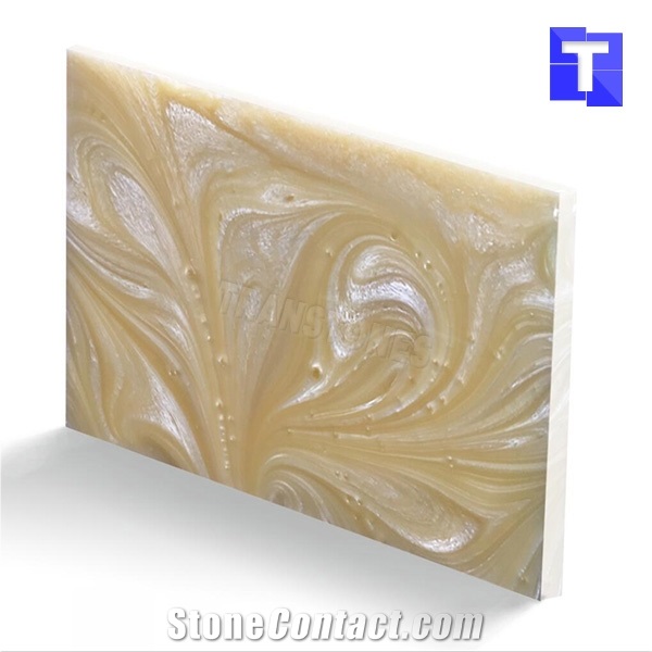 Beige Artificial Alabaster Backlit Tile Walling Cladding Panel,Cream Yellow Engineered Glass Onyx Translucent Stone Tiles for Reception Desk Background Walling,Transtones Customized
