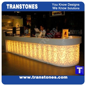 Crystal Yellow Onyx Translucent Backlit Reception Tops,Cream Artificial Onyx Commercial Counter Tops