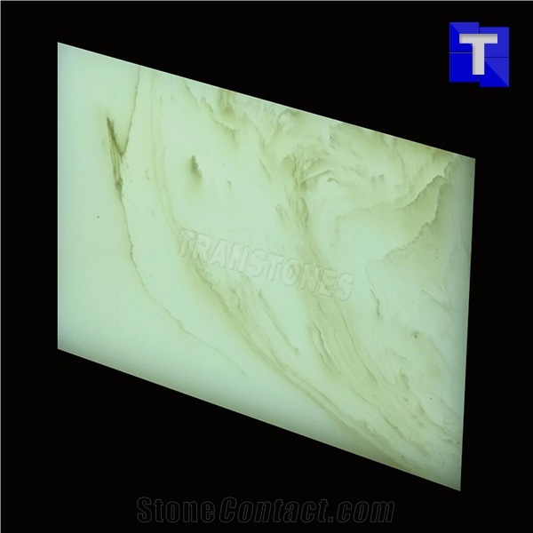 Fantasty Green Artificial Alabaster Backlit Tile Walling Cladding Panel,Verde Engineered Glass Onyx Translucent Stone Tiles for Bathroom Walling,Transtones Customized