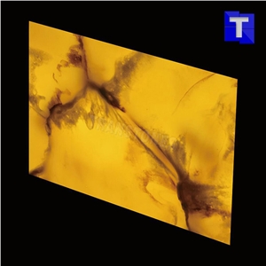 Gold Artificial Alabaster Backlit Tile Walling Cladding Panel,Yellow Engineered Glass Stone,Golden Onyx Translucent Tiles for Bathroom Walling Slabs,Transtones Customized