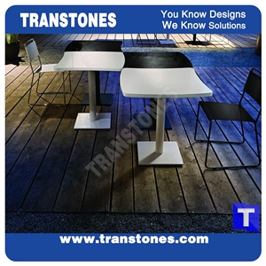 Modern Style Design White Acrylic Artificial Marble Stone Quartz Stone Table Tops,Engineered Stone Solid Surface Party Table,Interior Stone Restaurant Furniture,Transtones Customized Free Designs