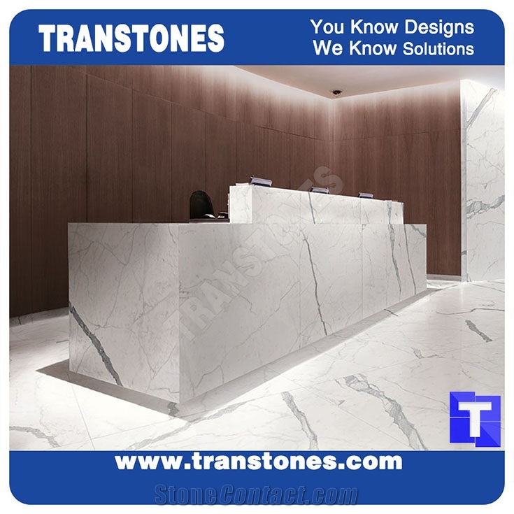 Project Show-Bianco Calacatta Carrara White Marble Public Dressing Table Top,Counter Tops,Worktops,Italy White Marble Table Tops,Transtones Customized