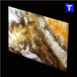 Translucent Backlit Onice Brown Artificial Onyx Tile,Engineered Stone Alabaster Tiles Slabs for Tabletop Bar Top Cladding,Wall Panel,Glass Stone,Transtones Customized