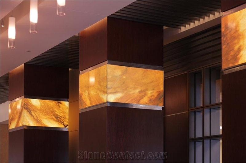 Yellow Beige Artificial Onyx Stone Tiles Wall Covering Panel for Hotel Project,Engineered Stone Alabaster Translucent Backlit Slabs Tile Walling