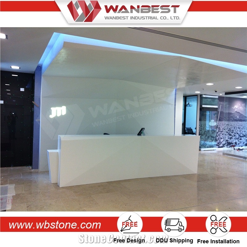 High Quality Best Belling Selling One Person Solid Surface Stone Reception Desk for Medical Use