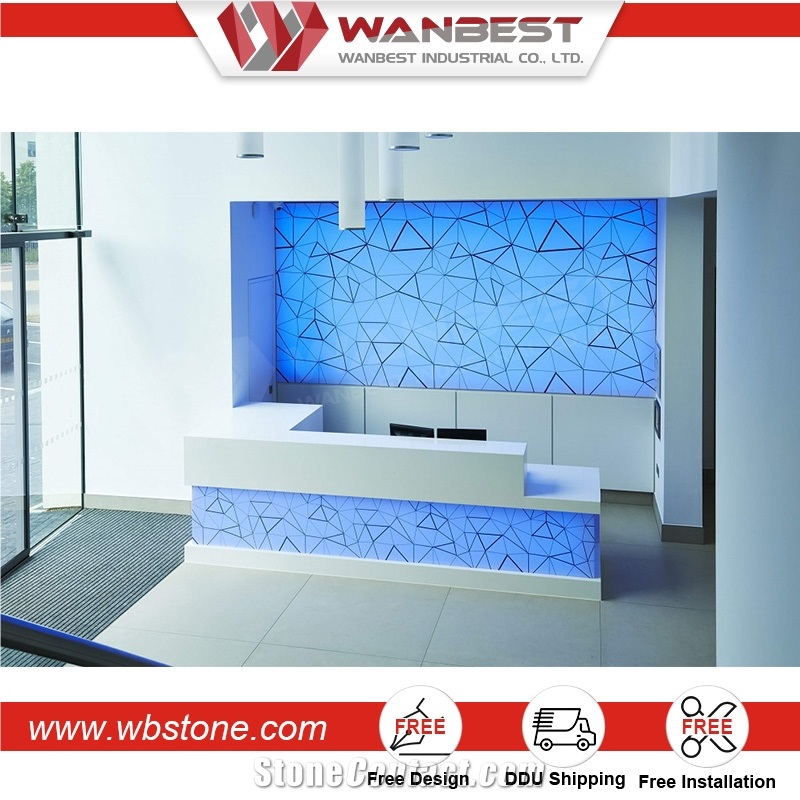 Innovative Solid Surface Shoe Liked Custom Made Beauty Salon Reception Desk Artificial Stone Reception Counter