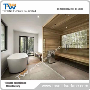 2017 New Design Solid Surface Bathroom Tub with White Artificial Marble Stone Bathroom Furniture Design