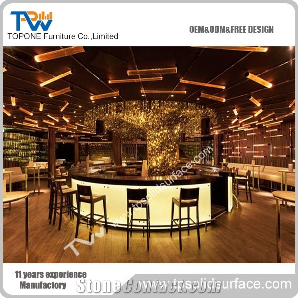 Artificial Marble Stone Acrylic Solid Surface Bar Counter Tops Led Bar Table Tops Led Furniture