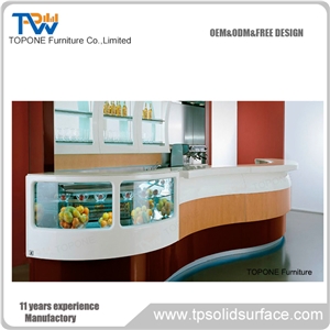 Artificial Marble Stone Bar Counter Tops with Display Case Modern Bar Counter Design, White Acrylic Solid Surface Bar Counter Tops for Sale