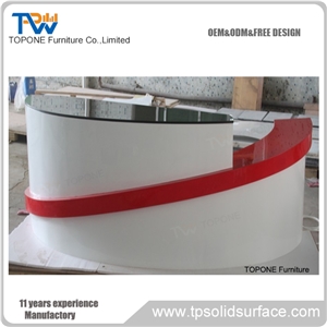 Artificial Marble Stone Beauty Salon Reception Desk Design with Black Acrylic Solid Surface Front Table Tops for Sale