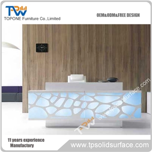 Artificial Marble Stone Led Lighted Illuminated Salon Reception Counter Desk Tops Acrylic Solid Surface Salon Reception Counter Tops Interior Stone Salon Furniture