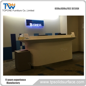 Artificial Marble Stone Modern Design Bank Reception Desk with White Acrylic Solid Surface Desk Tops China Factory