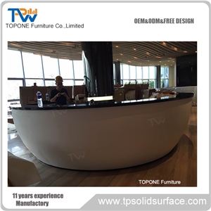 Artificial Marble Stone Reception Desk Furniture with Black Color Corian Acrylic Solid Surface Reception Counter Tops