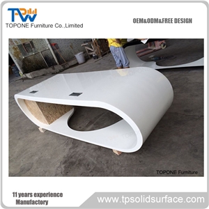 Artificial Marble Stone White Color Curved Office Desk Tops Corian Acrylic Solid Surface Modern Office Desk Design for Sale