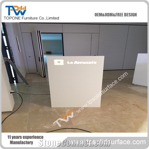 Artificial Marble Stone White Reception Desk Tops Cheap Price