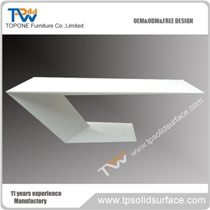 Artificial Marble Stone Z Shaped Office Table Design with Acrylic Solid Surface Table Tops Design