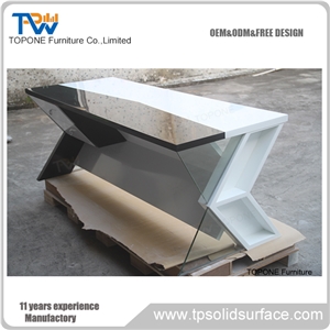China Factory Offer High Quality White and Black Color Special Design Artificial Marble Stone Acrylic Solid Surface Office Table Tops Design
