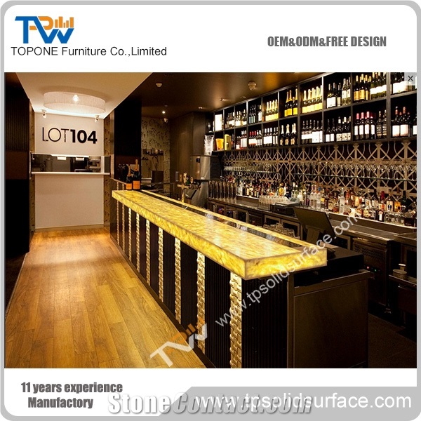 China Factory Supply Artificial Marble Stone Acrylic Solid Surface Bar Counter Tops Designs for Restaurants
