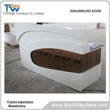 Led Acrylic Solid Surface Reception Desk Tops for Hotel/Customized Design Modern Front Office Desk, Factory Supply Interior Stone Reception Counter Top Furniture with Artificial Marble Stone Desk Tops