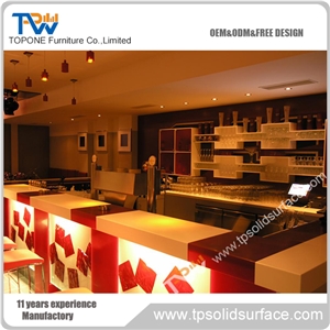 Reliable Quality Artificial Marble Stone Bar Counter Tops with Acrylic Solid Surface Led Furniture