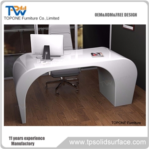 White Acrylic Solid Surface Artificial Marble Stone Office Table Furniture with Acrylic Table Top Design