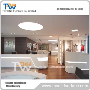 White Acrylic Solid Surface Artificial Marble Stone Restaurant Bar Counter Tops Design with Led Light Furniture