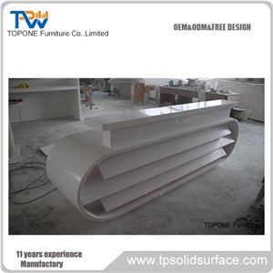 White Acrylic Solid Surface China Factory Reception Desk with High Quality Led Reception Desk Artificial Marble Stone Desk Tops