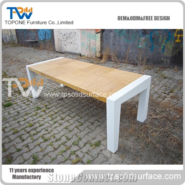 Wood and Artificial Marble Stone Workstation Acrylic Solid Surface Office Table Tops Design Photos