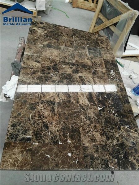 Marron Imperial Mosaic Tabletops,Emperador Dark Marble Mosaic Reception Counter,Marble Mosaic Table Top Design,Marble Inlayed Tabletops,Marble Mosaic Work Top,Composite Marble Tabletops,Waterjet Table