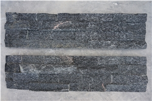 Gc-101 4 Row Black Quartzite, China Black Quartzite Cultured Stone,Ledge
