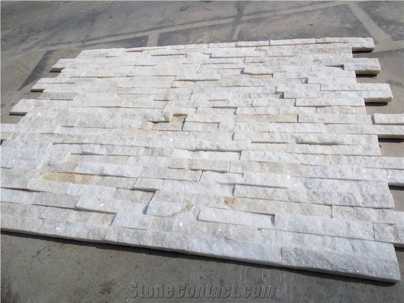 Gt-102 4row White Quartzite Cultured Stone/Hebei Province 10cm*40cm-0.8-1.5cm Thick