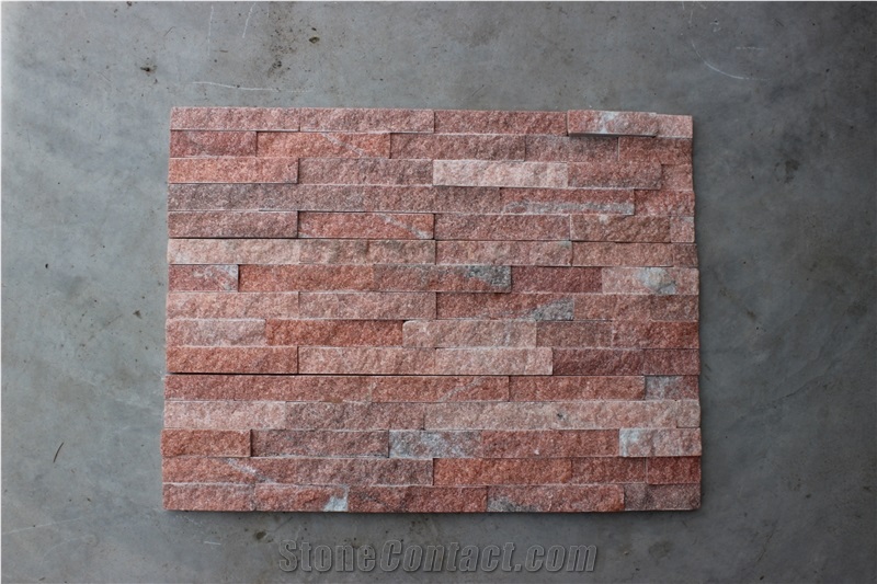 Pink Quartzite Cultured Stone, Ledge Stone, Stacked Stone Veneer