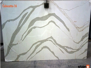 Calacatta White Quartz Slabs, a Quality Calacatta White Marble Look Quartz Stone, Engineered Stone, Artificial Stone for Kitchen Countertop, Cut to Size, Marble Look Design