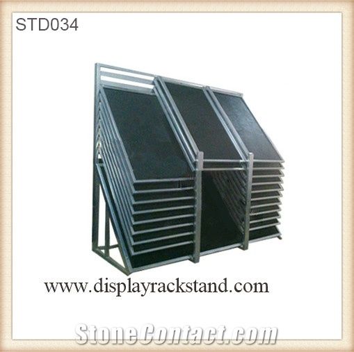 China Display Stands Customized Sliding Slab Slate Stone, Metal Racks Showroom Sliding Display Tower for Travertine Marble Tile Sample Displays