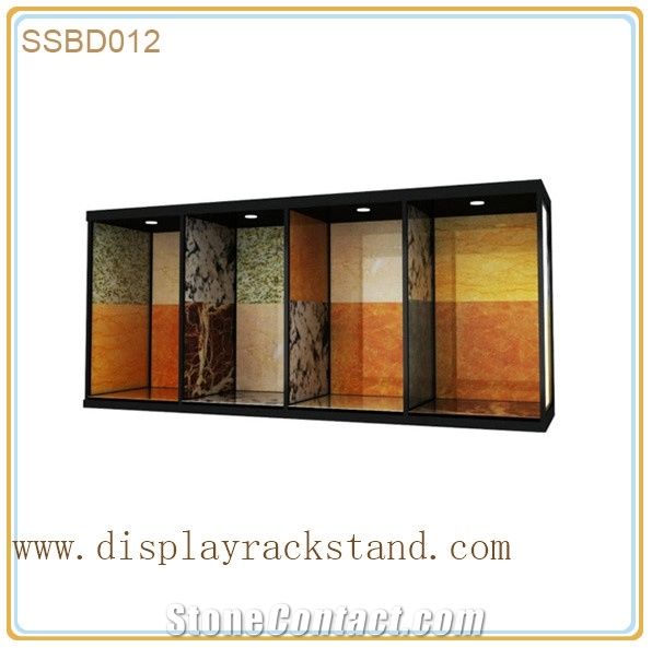 China Display Stands Customized Sliding Slab Slate Stone, Metal Racks Showroom Sliding Display Tower for Travertine Marble Tile Sample Displays