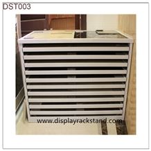 Labradorite China Display Stands Slate Drawer Slab Metal Racks Black-Marble Showroom Sliding Display Tower for T