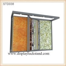 Metal Marble Display Tower Quartz Stone Stands Sliding Free Standing for Sandstone Display Stands for Black-Galaxy-Granite