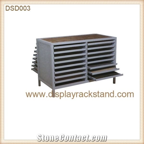 Tile Display Showroom Rack Waterfall Stone Shelf SilverTravertine