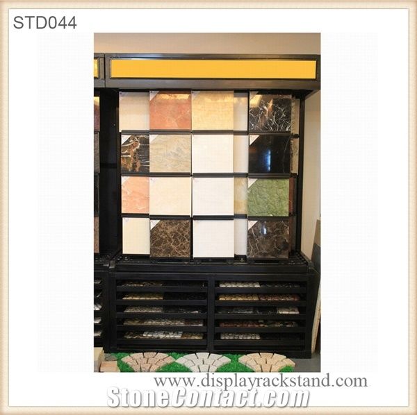 Travertine Steel Racks Floor Displays White-Marble Stands Sliding Tiles Displays Showroom Display Racks Wing Displays Labradorite Display Racks