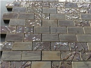 Brown Color Shinny Surfaces Microcrystal Glass Mosaic Tile