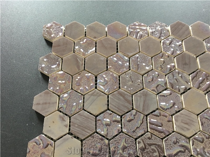 Hexagon Glass Wall Kitchen Backsplash Mosaic Tile