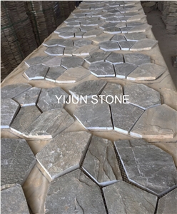 Grey Color Slate Flagstone, Wall Covering, Slate Stone Flooring, Split Surface, Hebei Province, China