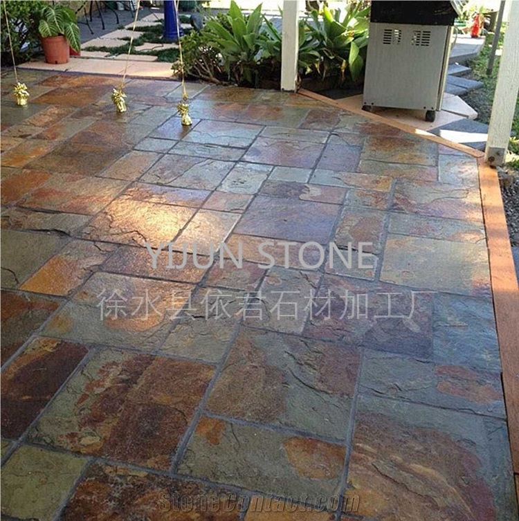 Outdoor Flooring Driveways Stones Slate Flooring, Rusty Cut to Size Slate Tiles, Stone Factory Hebei Province