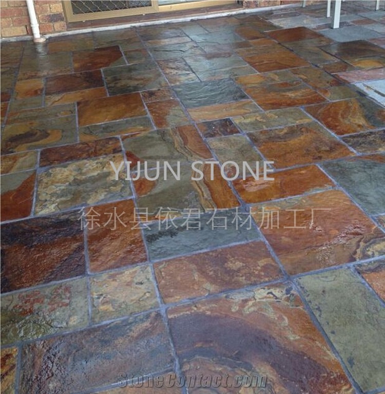 Outdoor Flooring Driveways Stones Slate Flooring, Rusty Cut to Size Slate Tiles, Stone Factory Hebei Province