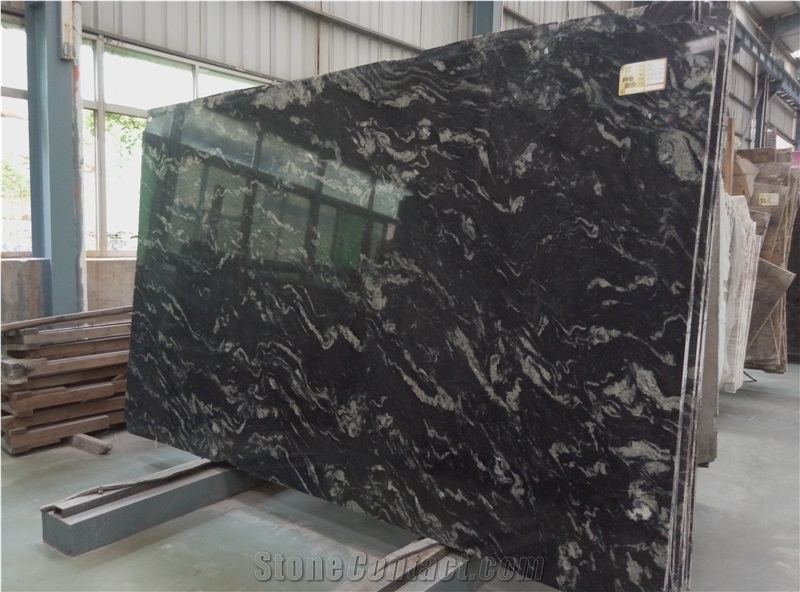 Blue Night Cosmic Black Granite Slabs Tiles Brazil Background